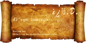 Ürge Dominik névjegykártya